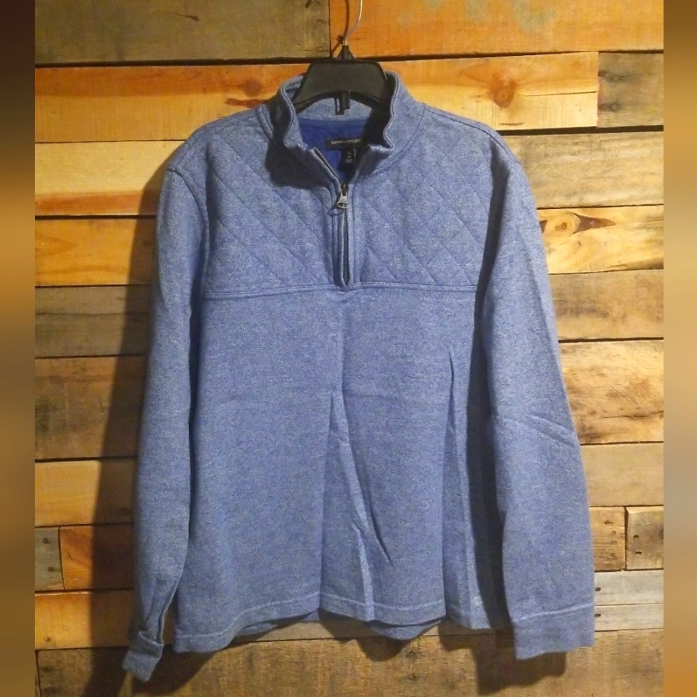 Men's Banana Republic Quilted Blue Quarter-Zip Pullover